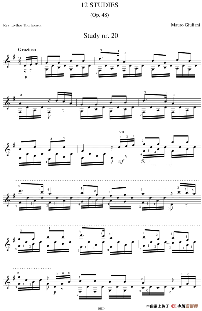 Mauro Giuliani《12 Studies,Op.48》（STUDY 20）(1)_原文件名：Mauro Giuliani《12 Studies,Op.48》（STUDY 20）.png