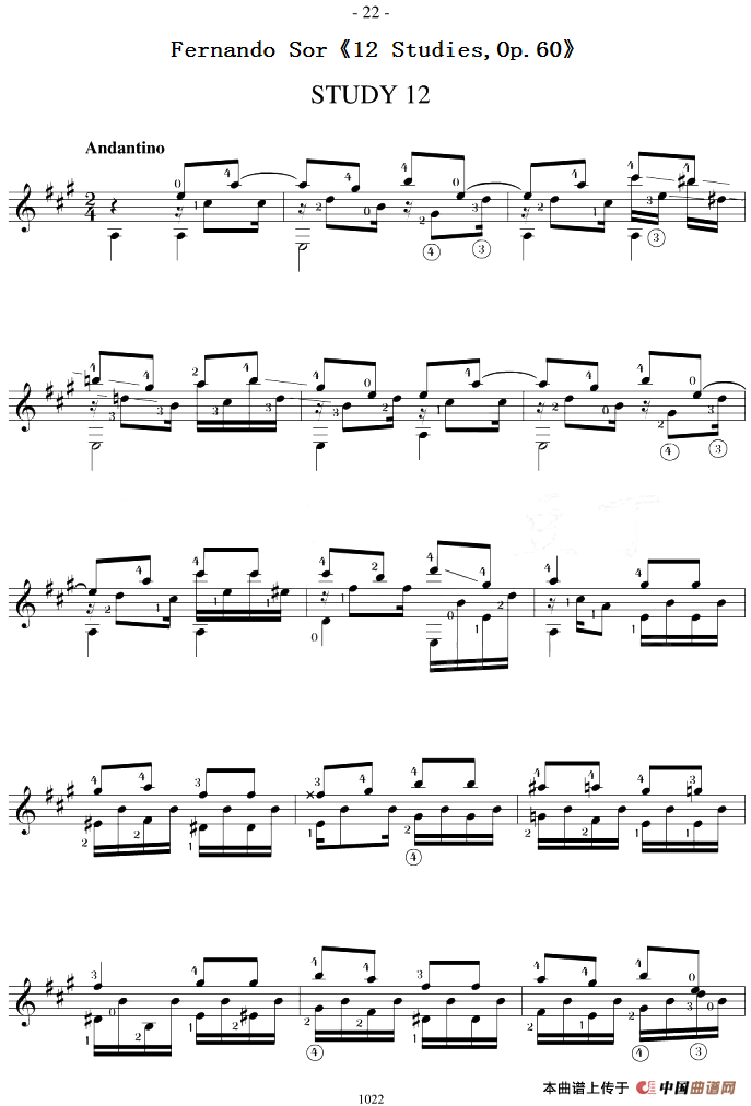 Fernando Sor《12 Studies,Op.60》（STUDY 12）(1)_原文件名：Fernando Sor《12 Studies,Op.60》（STUDY 12）.png