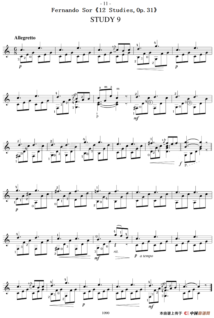 Fernando Sor《12 Studies,Op.31》（STUDY 9）(1)_原文件名：Fernando Sor《12 Studies,Op.31》（STUDY 9）.png